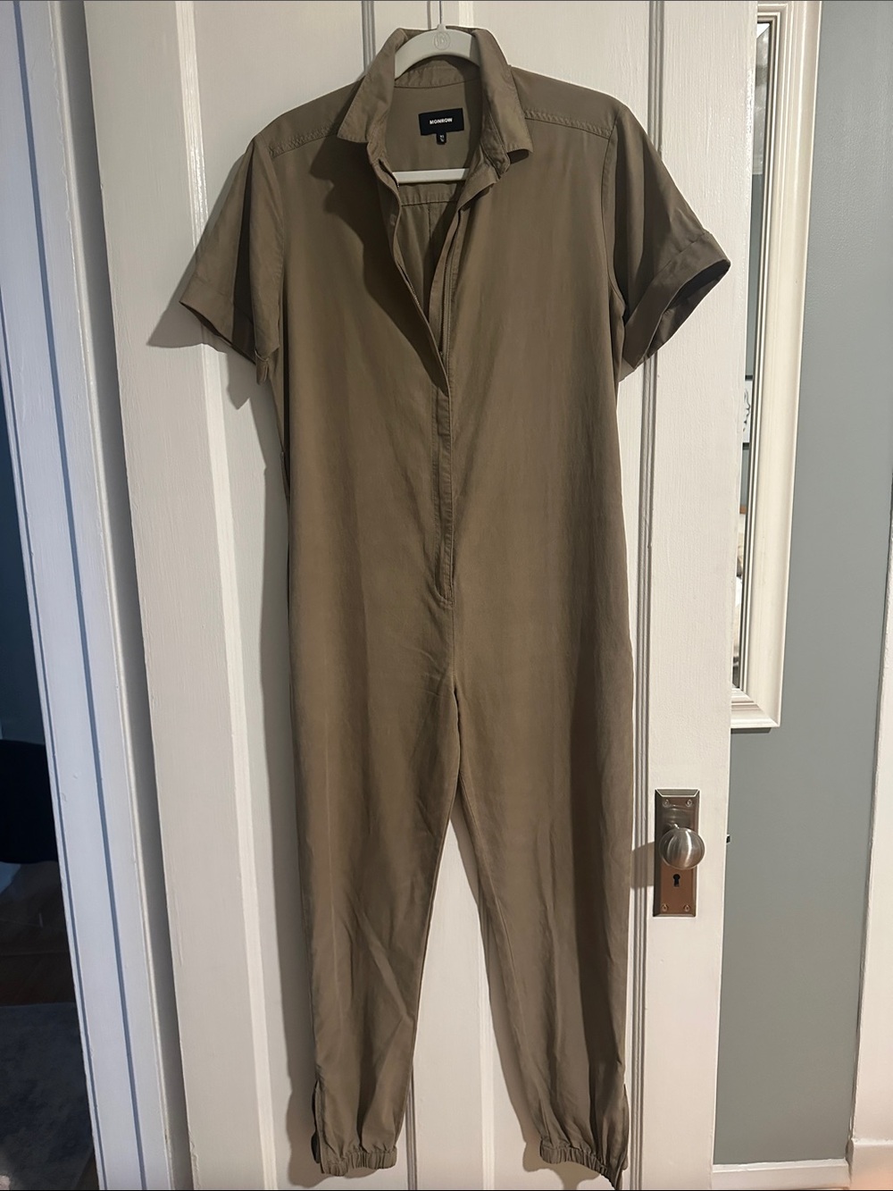 Women’s Short-Sleeve Utility Jumpsuit in Olive